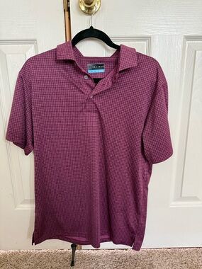 PGA Tour Polo Shirt Men’s Small Pink Performance Golf Shirt
